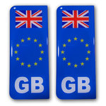 Dos Pegatinas en Relieve para Matricula de Gran Bretaña con Bandera - Adhesivo 3D