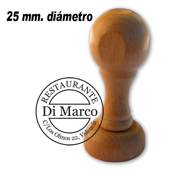 Sello Caucho Madera Redondo Personalizado 25 mm diámetro