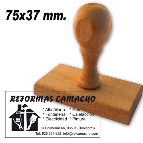 Sello Caucho Madera Rectangular 75x37 mm hasta 7 líneas